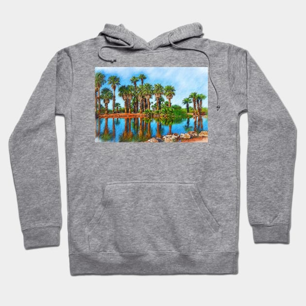 Palm Reflections Sketched Hoodie by KirtTisdale